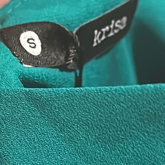 Krisa Size S Strappy Layered Slip Dress Solid Emerald Green Party Cocktail Mini - Picture 9 of 10